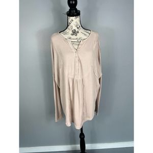 Free people oversized Button front waffle Knit BabyDoll Top